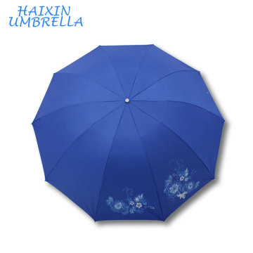 Europe Market Small Foldable Quality Sun Protection Promotional Custom Size and Color Outdoor Wholesale Fold Rain Umbrella Navy